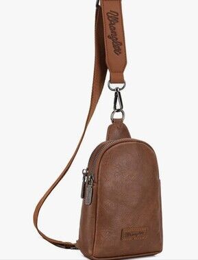 Wrangler Brown Leather Crossbody Sling Bag LIKE NEW